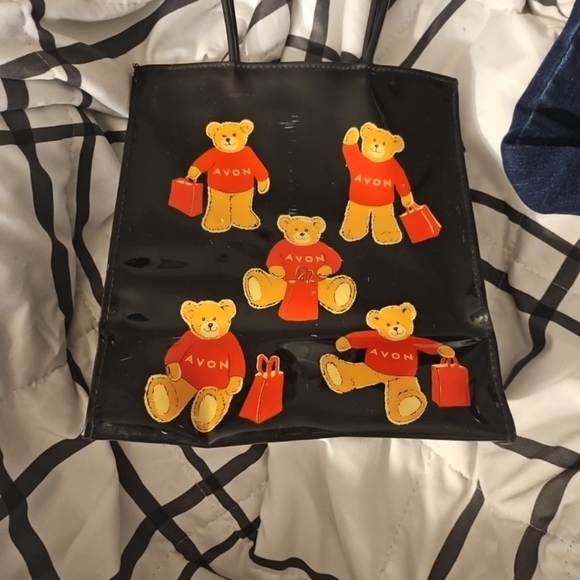 Vintage Avon Teddy Bear Tote‎ & Key Chain Vinyl Washable 1999 - Picture 2 of 12